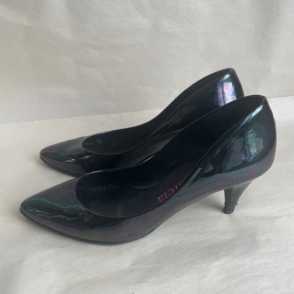 Pedro Garcia Black/Multicolor/Green Pointed Toe Patents Leather Heels Pumps 8.5 - Picture 4 of 14
